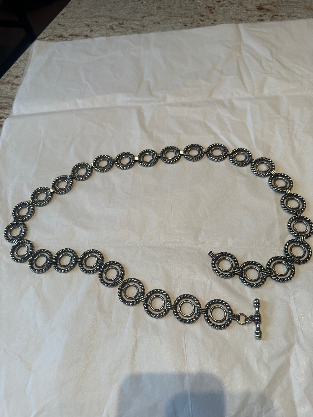 Belt Silver-Tone Circle Link Adjustable Toggle